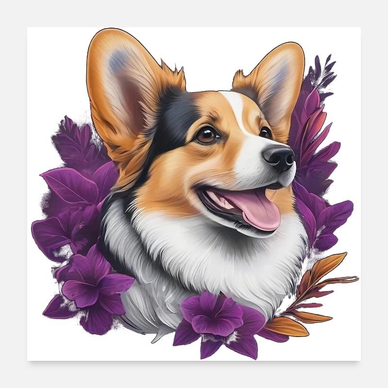 Corgi Kopf Poster 60x60 cm