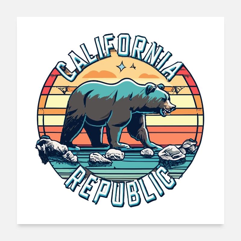 République de Californie Rétro Poster 60 x 60 cm