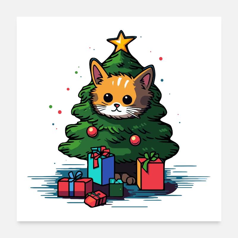 Weihnachtskatze Poster 60x60 cm