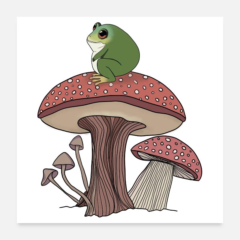 Chunky Frog on a Mushroom Poster 24" x 24" (60x60 cm)
