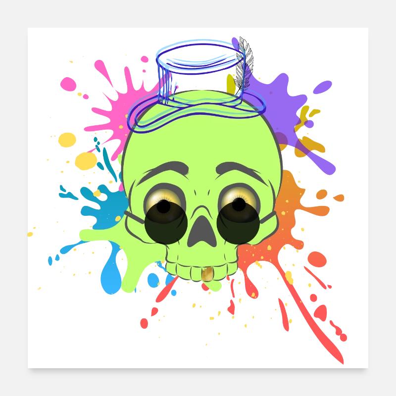 Splash-Schädel Poster 60x60 cm