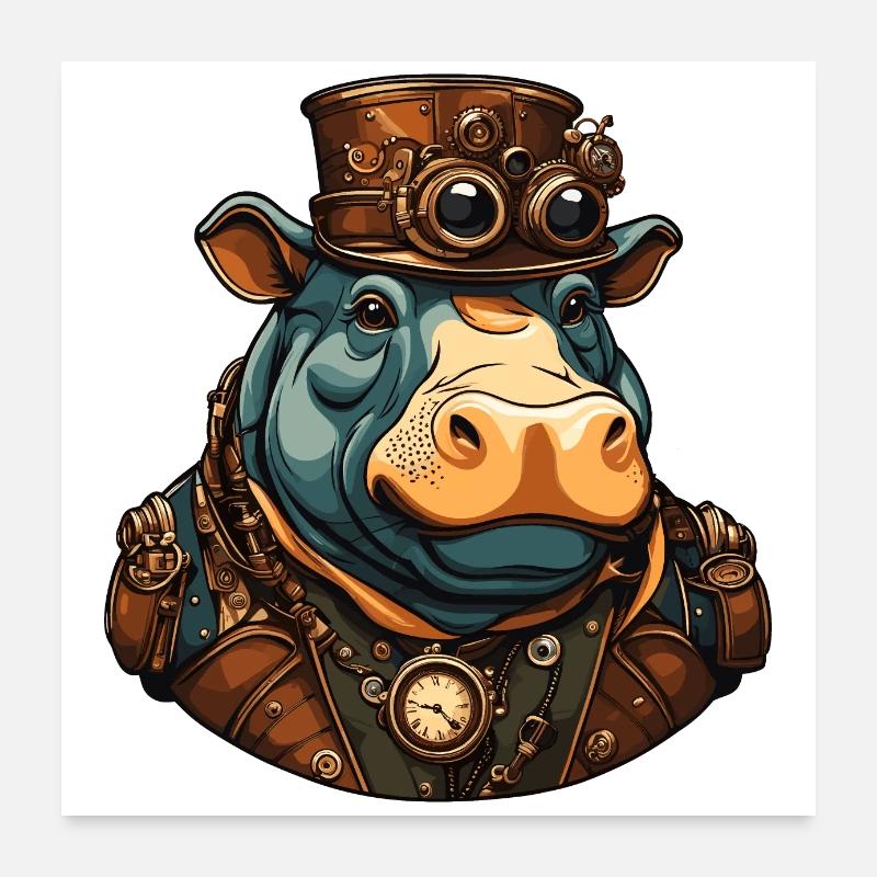 Hippo Poster 24" x 24" (60x60 cm)