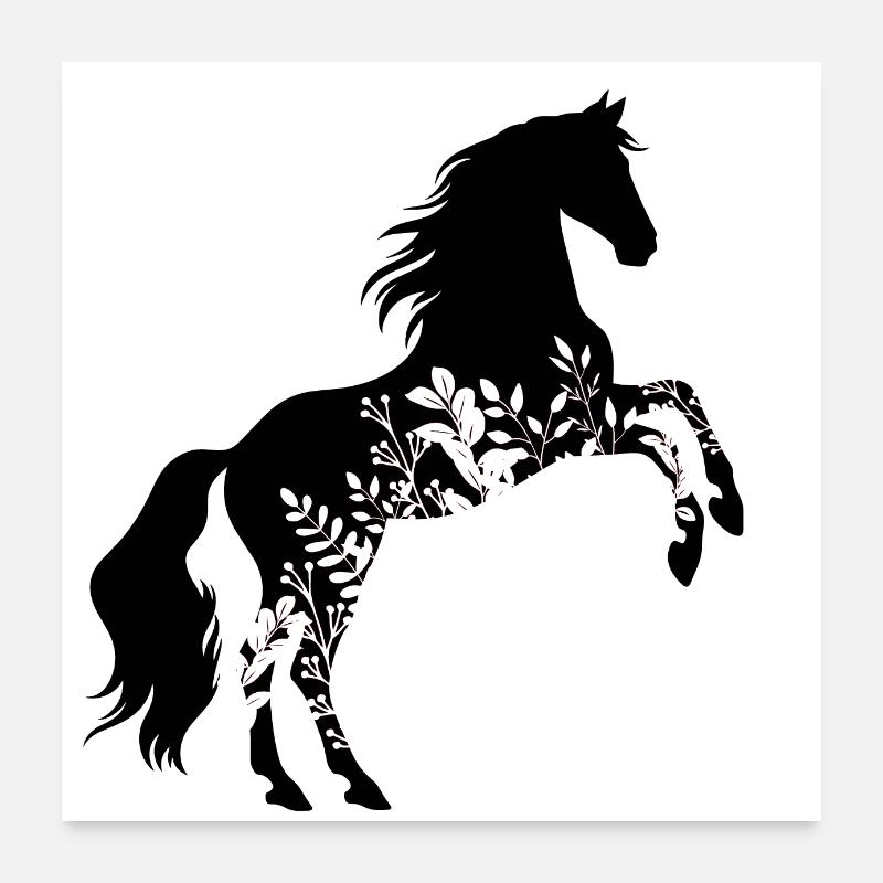 Cheval floral Poster 60 x 60 cm