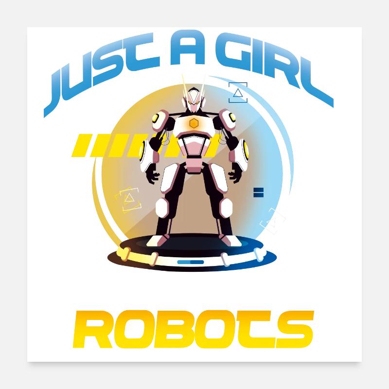 Roboter-Mädchen - Poster 60x60 cm - Weiß