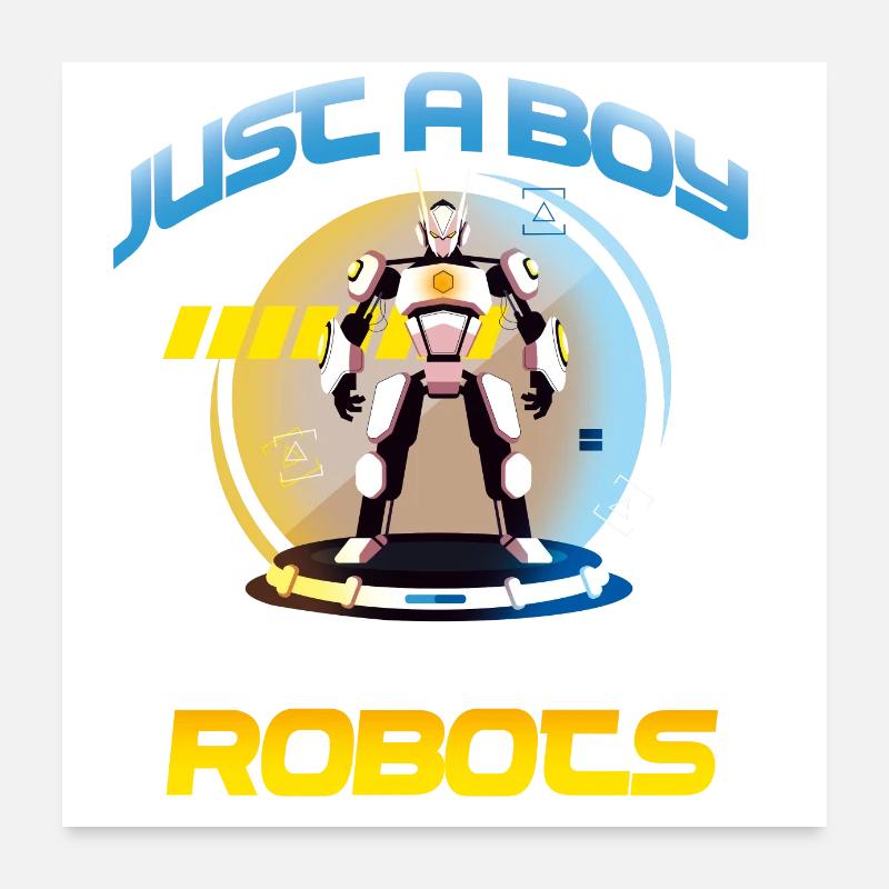Roboter-Junge - Poster 60x60 cm - Weiß