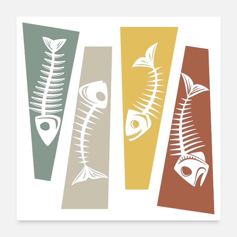 Pêche pêcheur rétro vintage Poster 60 x 60 cm