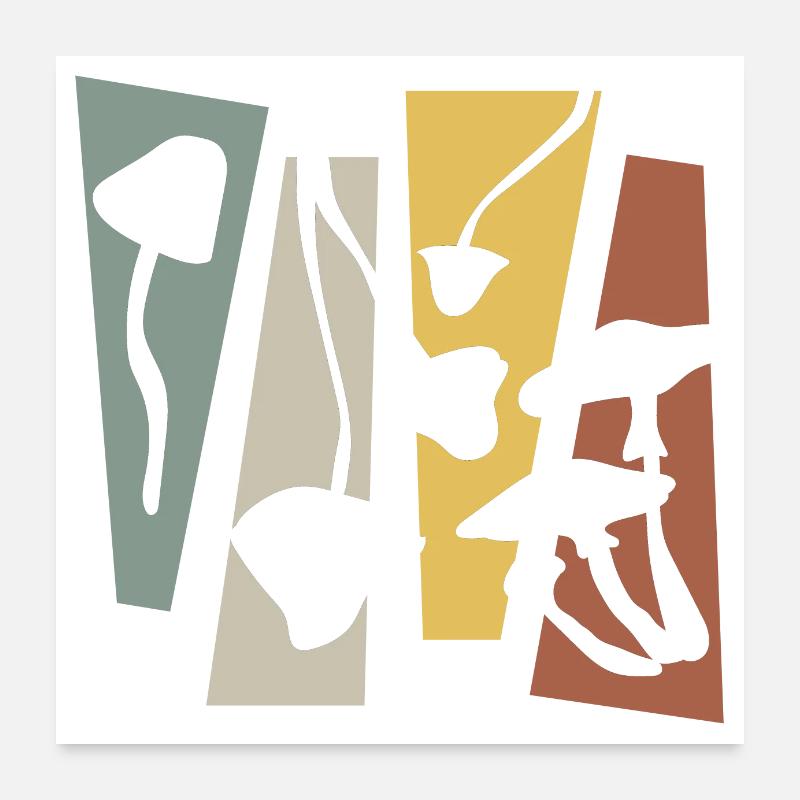 Vintage Retro Mushrooms Poster 24" x 24" (60x60 cm)