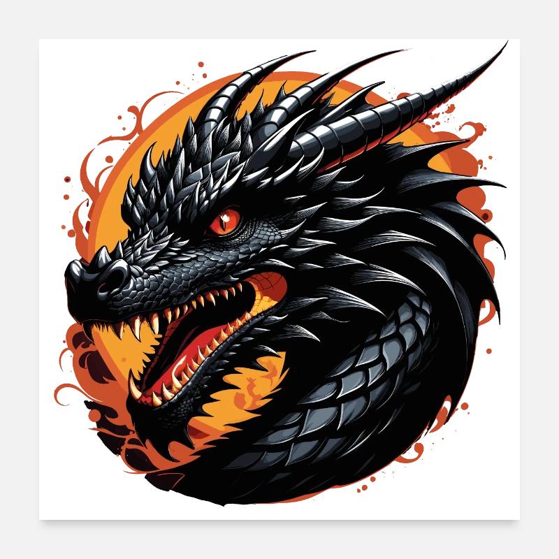 Dragon Noir Poster 60 x 60 cm