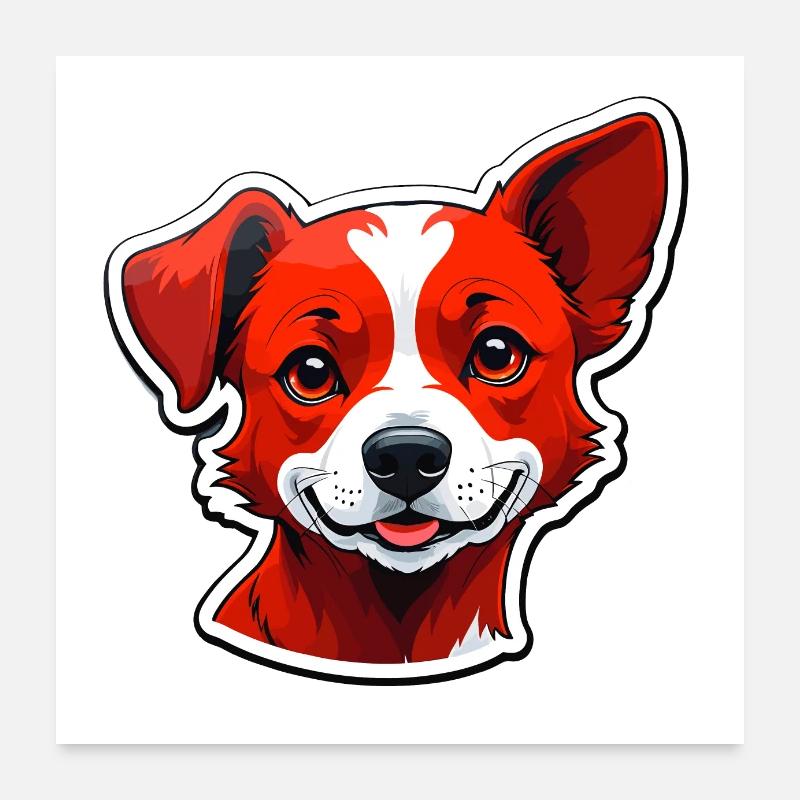 Glücklicher Hund - Poster 60x60 cm - Weiß