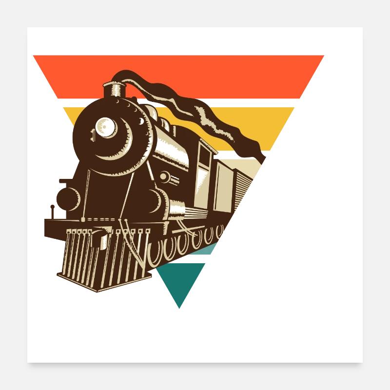 Oldtimer-Lokomotive - Geschenkidee Poster 60x60 cm