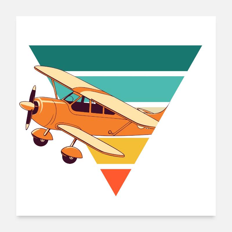 Avion vintage - idée cadeau Poster 60 x 60 cm