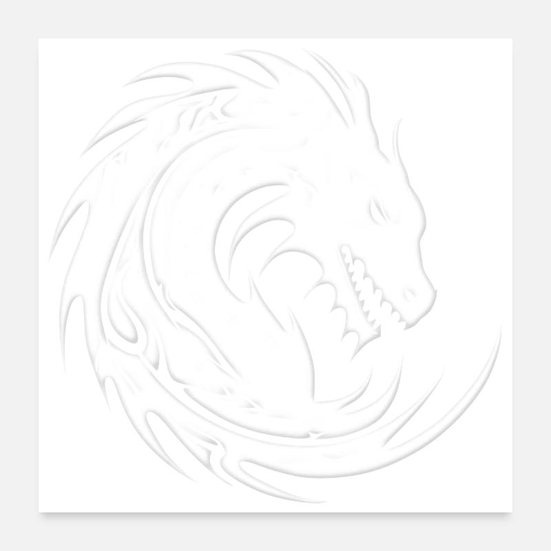 Fantasy Drache Anime Drachenkopf Mythisches Reptil Poster 60x60 cm
