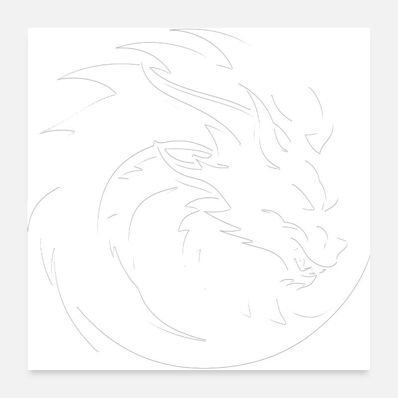 Fantasy Drache Anime Drachenkopf Mythisches Reptil Poster 60x60 cm