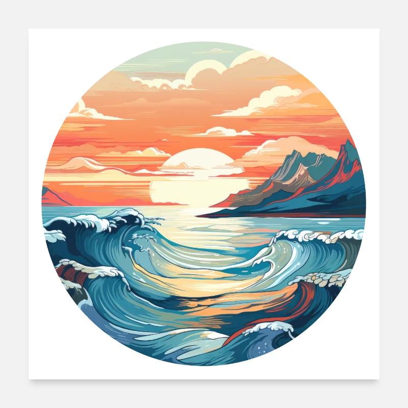 Vagues de la mer Poster 60 x 60 cm