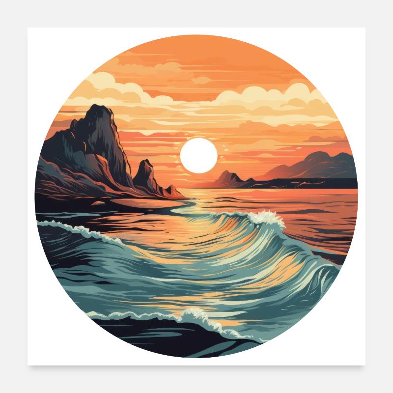 Coucher de soleil le matin Poster 60 x 60 cm