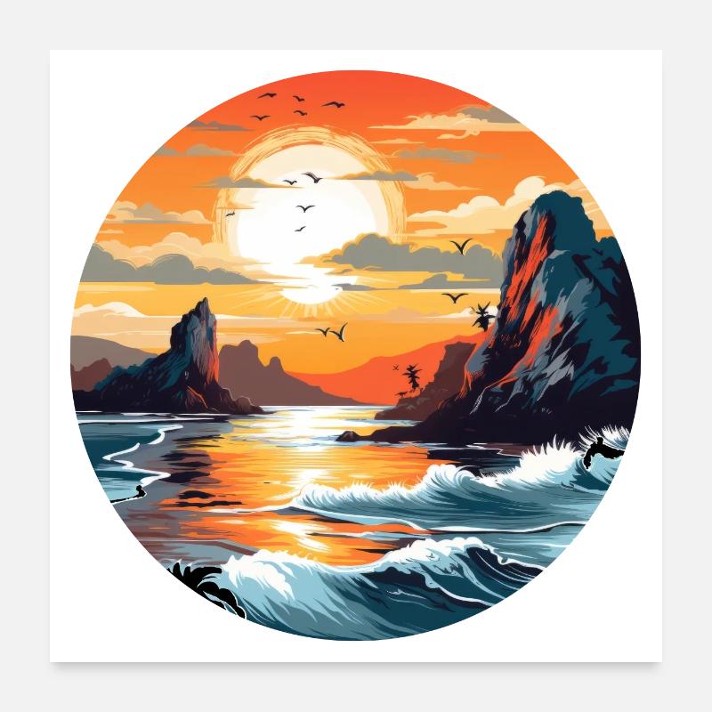 Soleil sur la mer Poster 60 x 60 cm