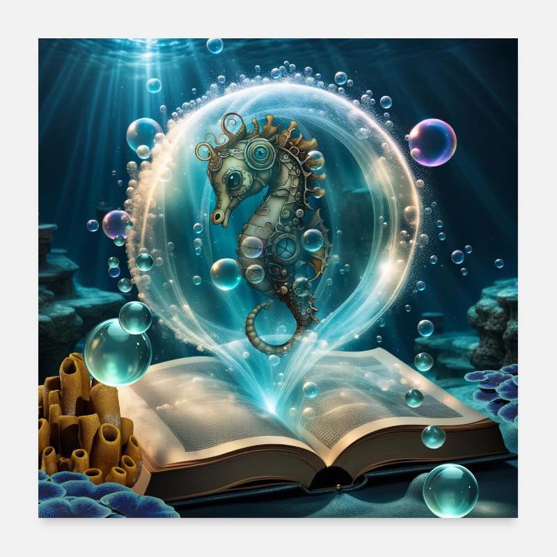 Un hippocampe mignon Poster 60 x 60 cm