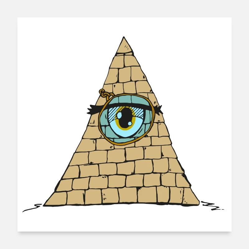 Oeil pyramidal avec Monokle - Style de dessin animé Poster 60 x 60 cm