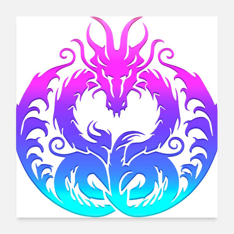 Fantasy Dragon Anime Dragon Head Reptile mythique Poster 60 x 60 cm