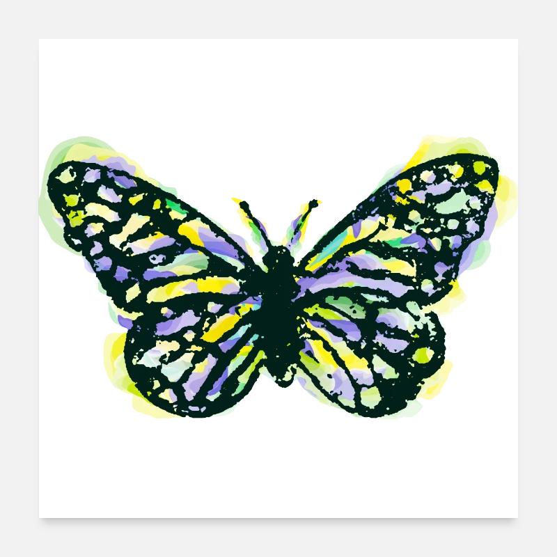 Papillon abstrait - style aquarelle mignon Poster 60 x 60 cm
