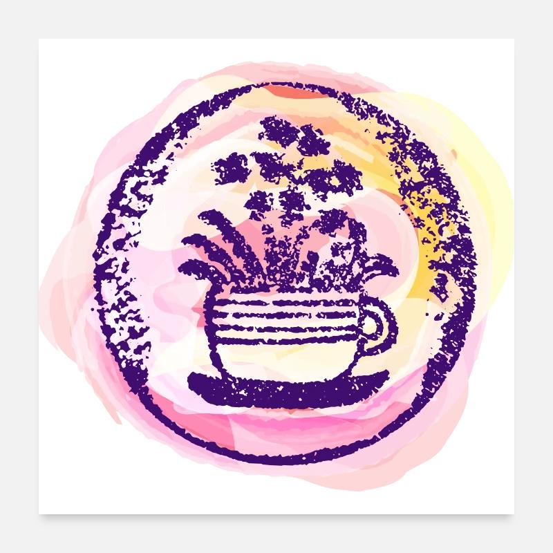 Tasse de fleur - coloré coloré auqarell design Poster 60 x 60 cm