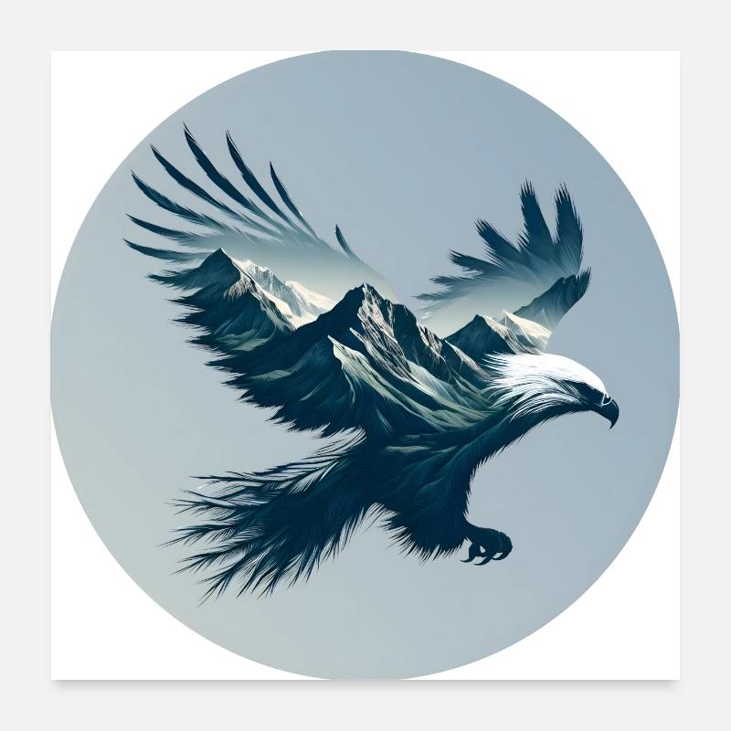Adler - Berge und Wälder Poster 60x60 cm