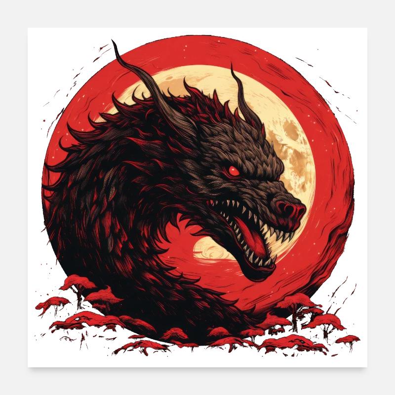 Rage du dragon Poster 60 x 60 cm