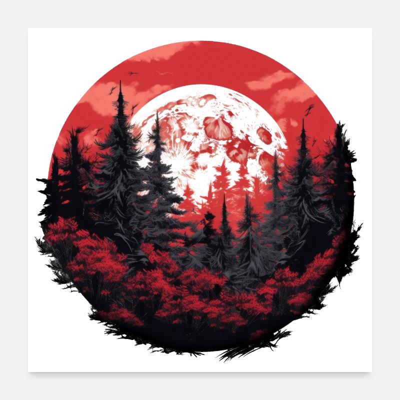 Rote Nacht Poster 60x60 cm