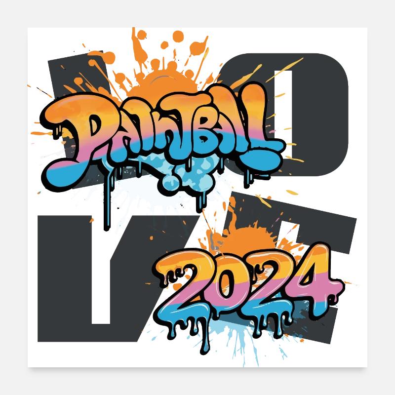 Paintballl love 2024 grafitti éclaboussures Poster 60 x 60 cm