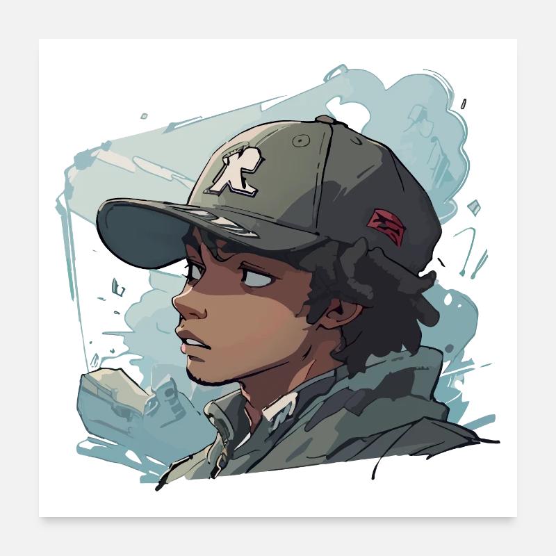 Rappeur de style anime Poster 60 x 60 cm