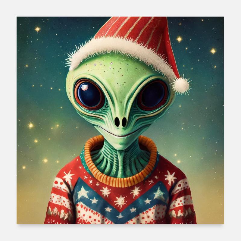Alien - in einem hässlichen Weihnachtspullover Poster 60x60 cm