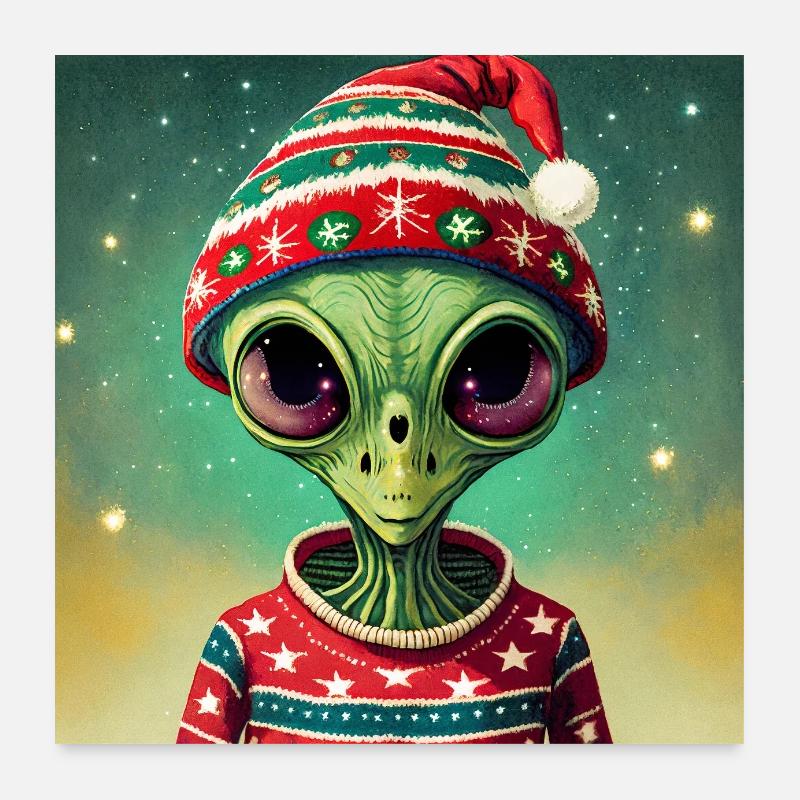 extraterrestre portant un pull de Noël moche Poster 60 x 60 cm