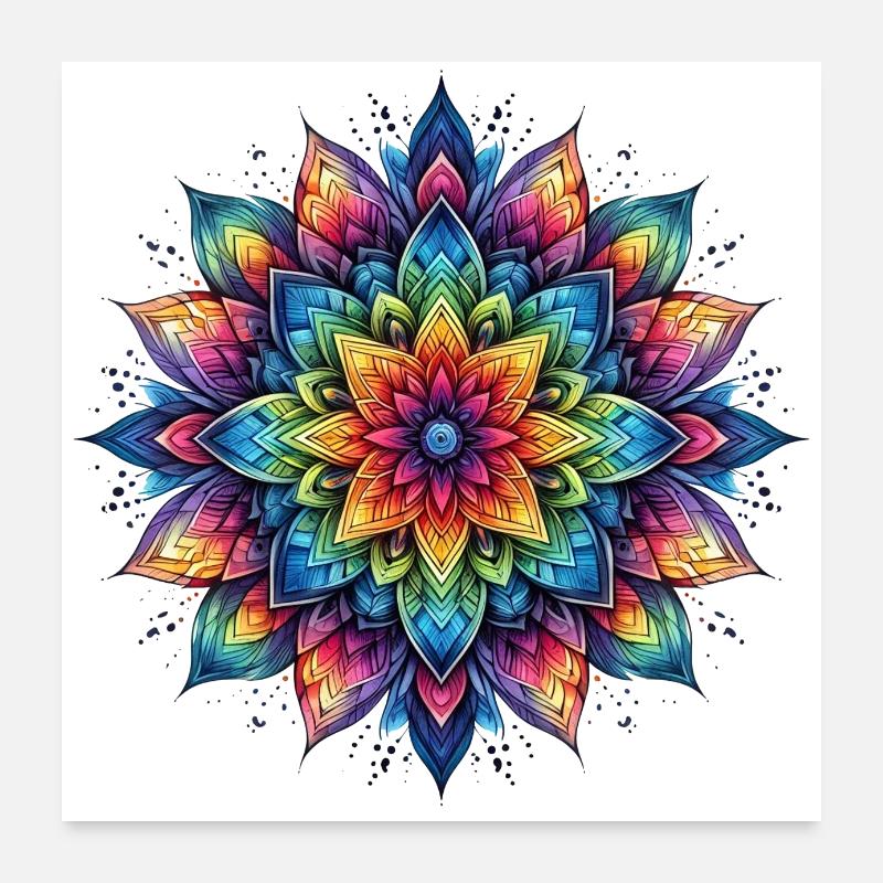 Mandala Harmonie arc-en-ciel Poster 60 x 60 cm