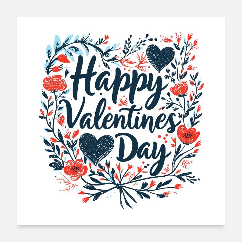 Botanical Love Wreath - Valentine's Elegance Poster 24" x 24" (60x60 cm)