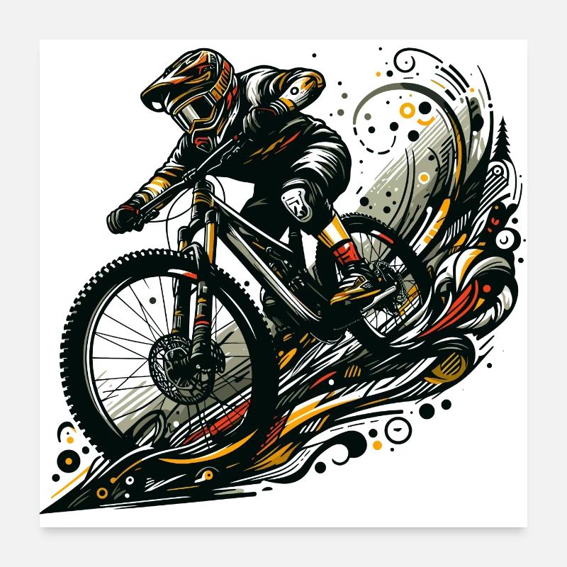 MTB Mountain Biking Downhill Gift Poster 24" x 24" (60x60 cm)