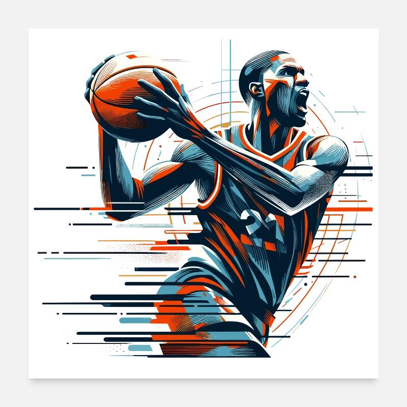 Cadeau dynamique de basket-ball Poster 60 x 60 cm