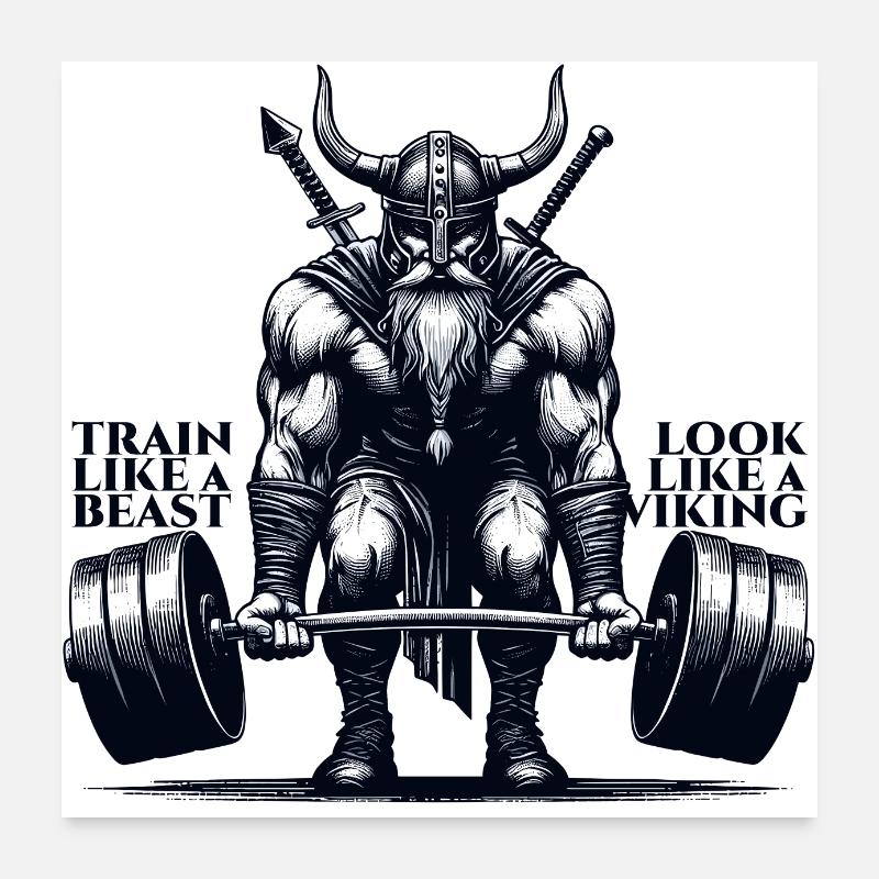 Wikinger Kreuzheben Geschenk Poster 60x60 cm