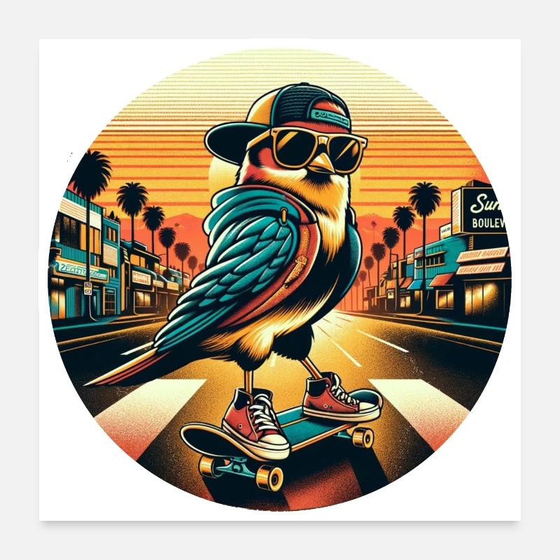 cool skating Bird Poster 60x60 cm