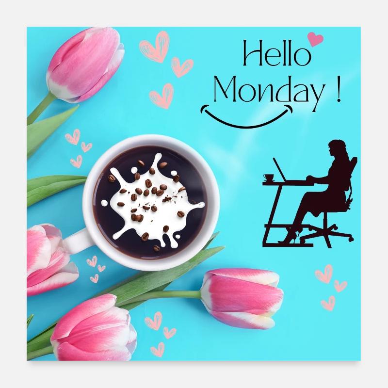 Hello Monday - Poster 60 x 60 cm - blanc