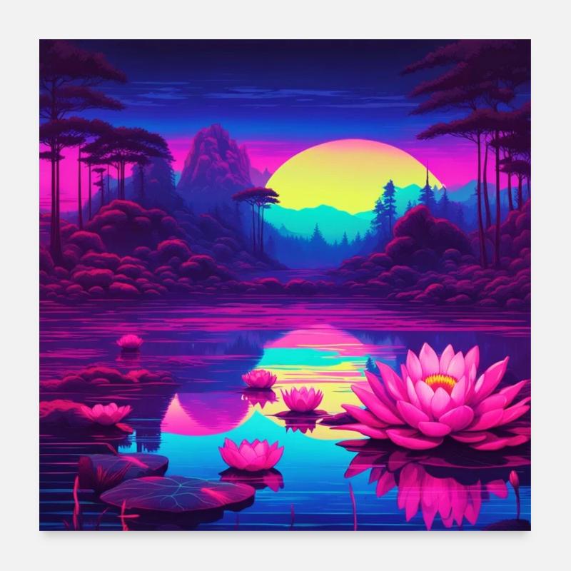 nénuphars sur le lac Poster 60 x 60 cm