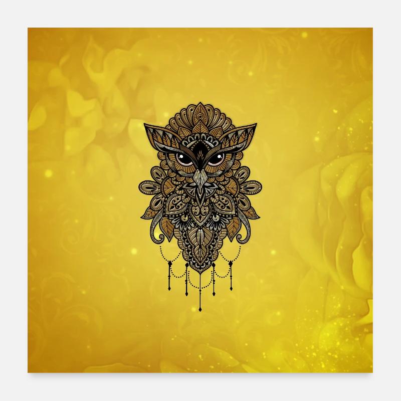 Elegante goldene Steampunk-Eule. Poster 60x60 cm