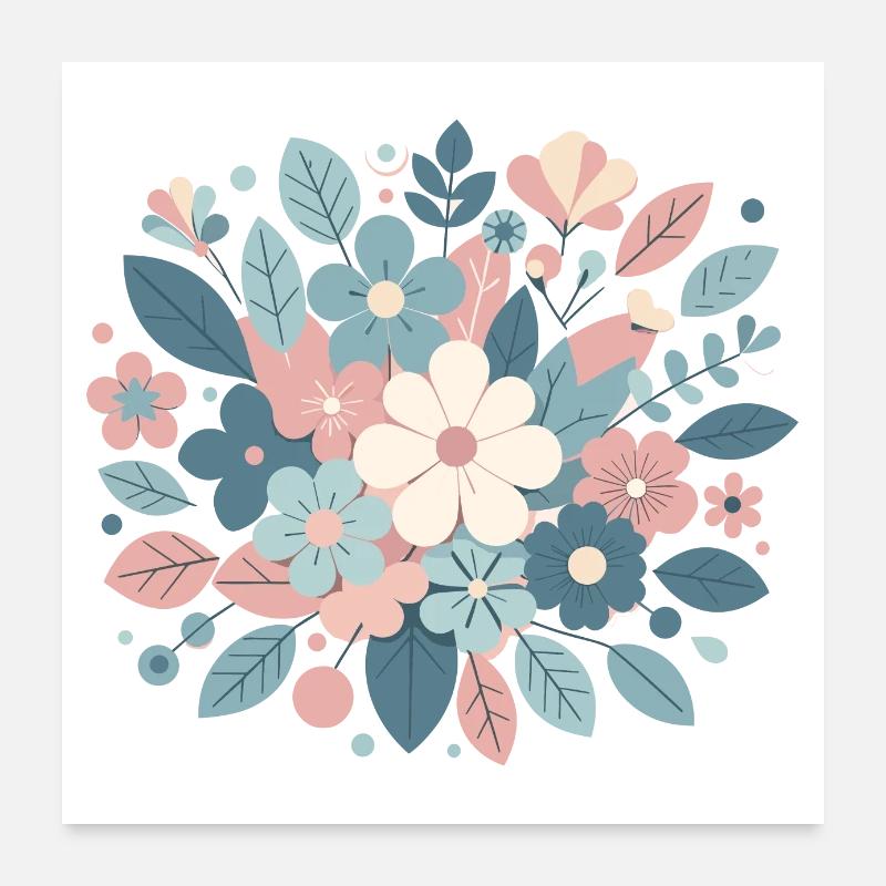 Composition floral couleur pastel Poster 60 x 60 cm
