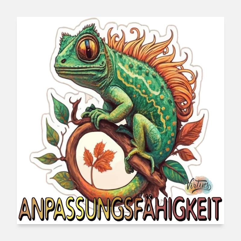 Werte mit Tieren: Anpassungsfähigkeit Poster 60x60 cm