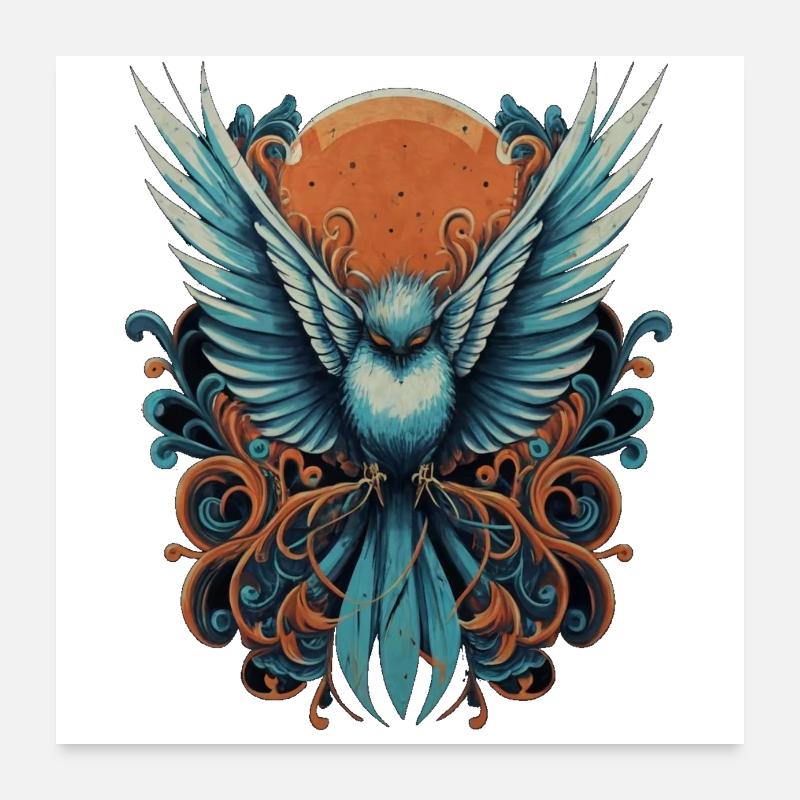 Blauer Vogel Poster 60x60 cm