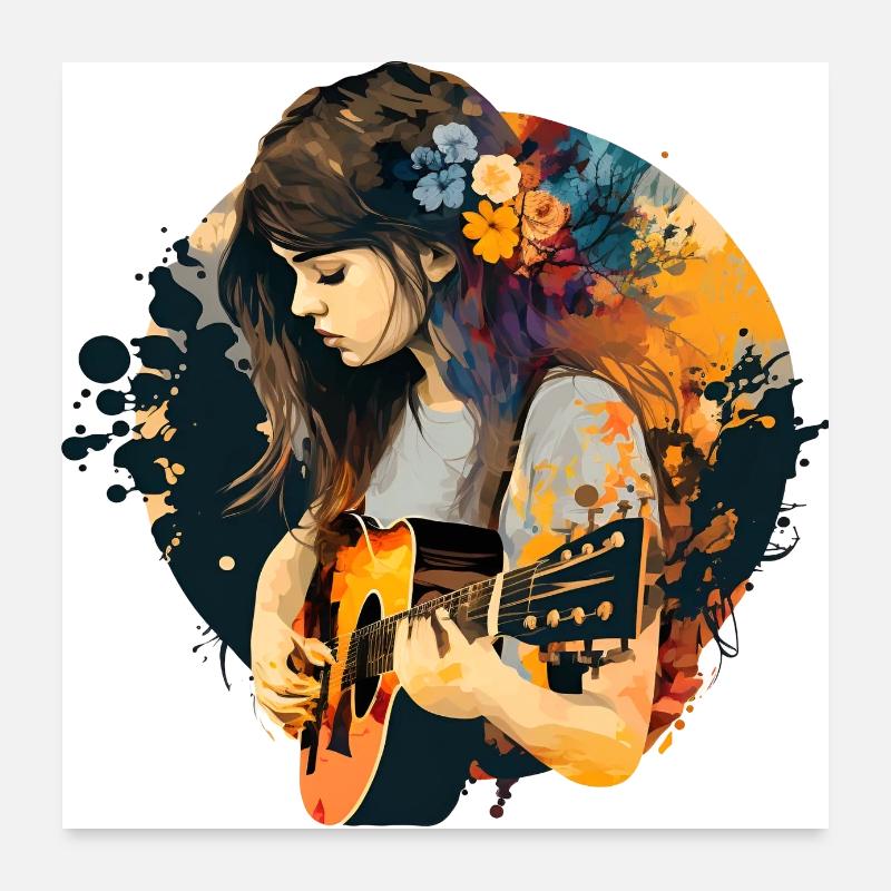 Ein Mädchen mit Gitarre Poster 60x60 cm