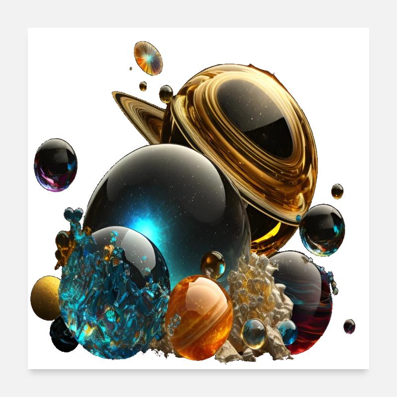 Planeten als Murmeln Poster 60x60 cm