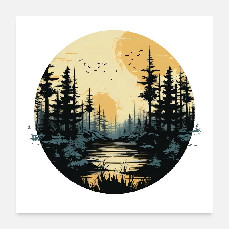 Full moon woods Poster 24" x 24" (60x60 cm)
