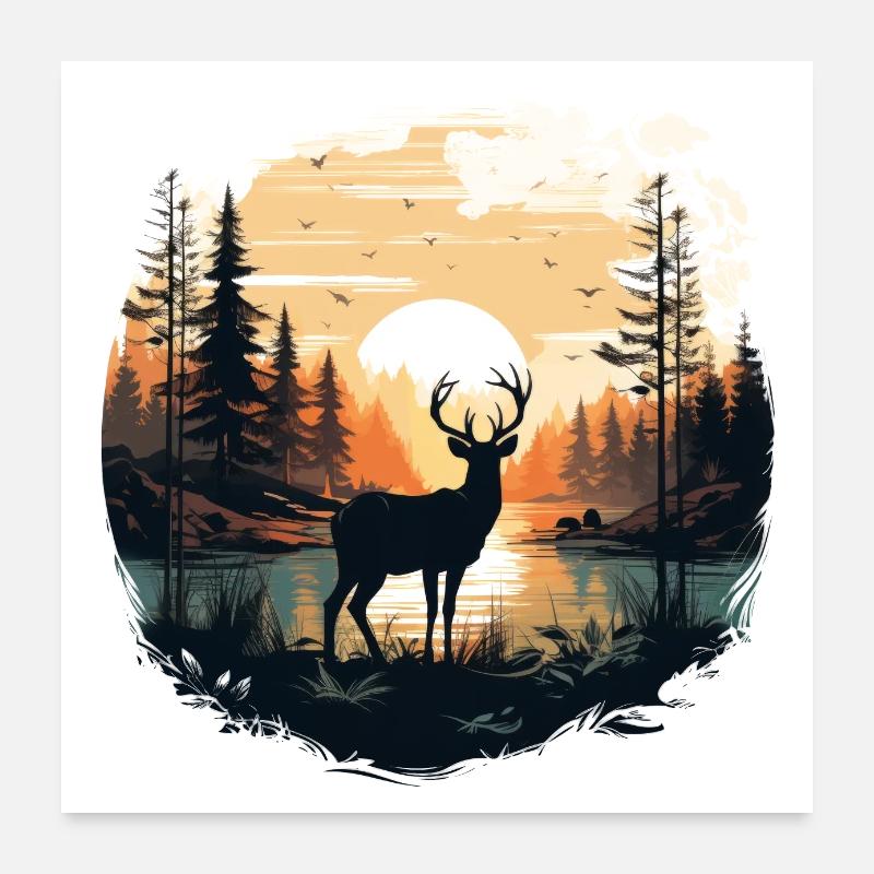 Hirschwald Poster 60x60 cm