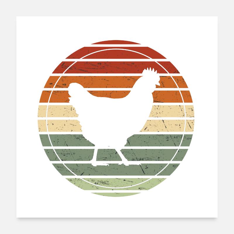 Retro Hen - Vintage Gift Idea Poster 24" x 24" (60x60 cm)