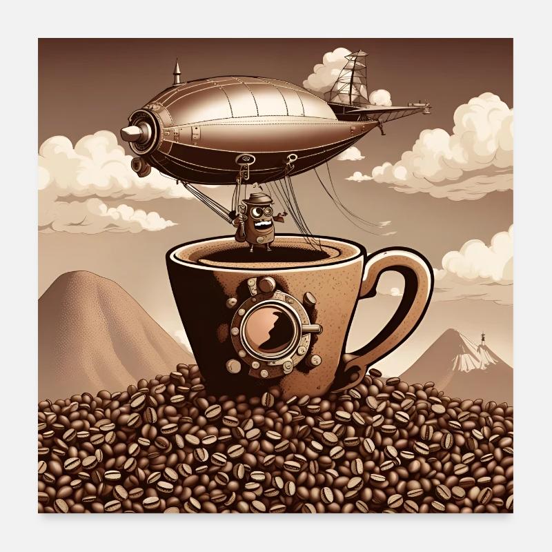 Coffee Mountain Flying Poster 24" x 24" (60x60 cm)